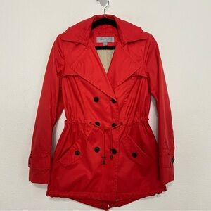 Marc New York Preppy Coral Red Double Breasted Jacket W/Removable Hood *Small